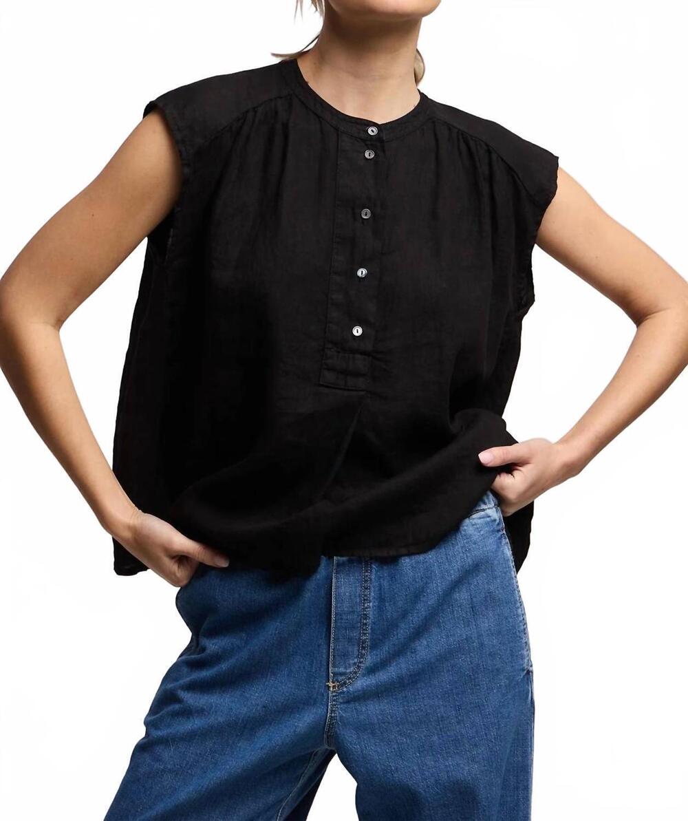 NEW VELVET BY GRAHAM & SPENCER bec linen top in black